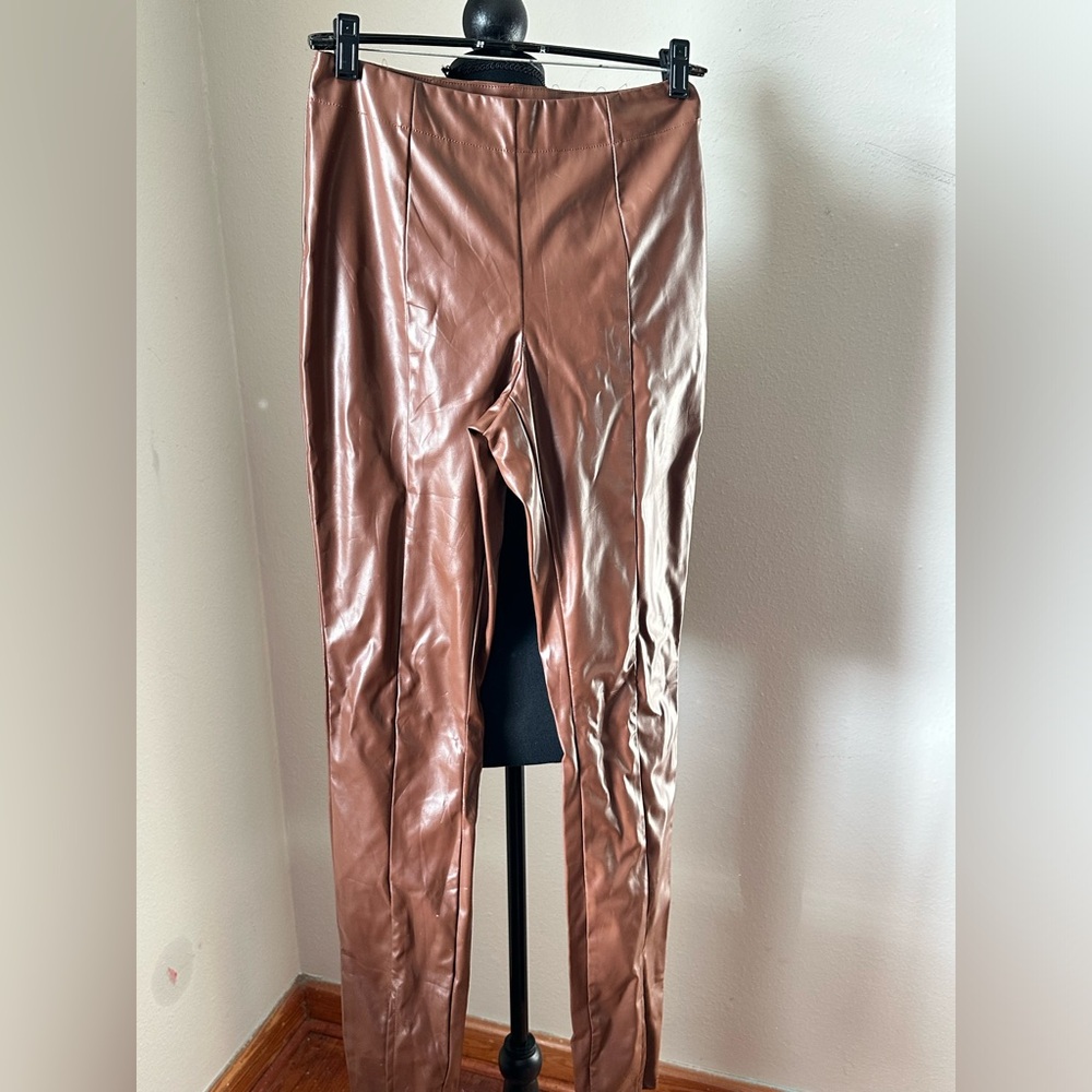Faux Leather Pants in Shiny Copper